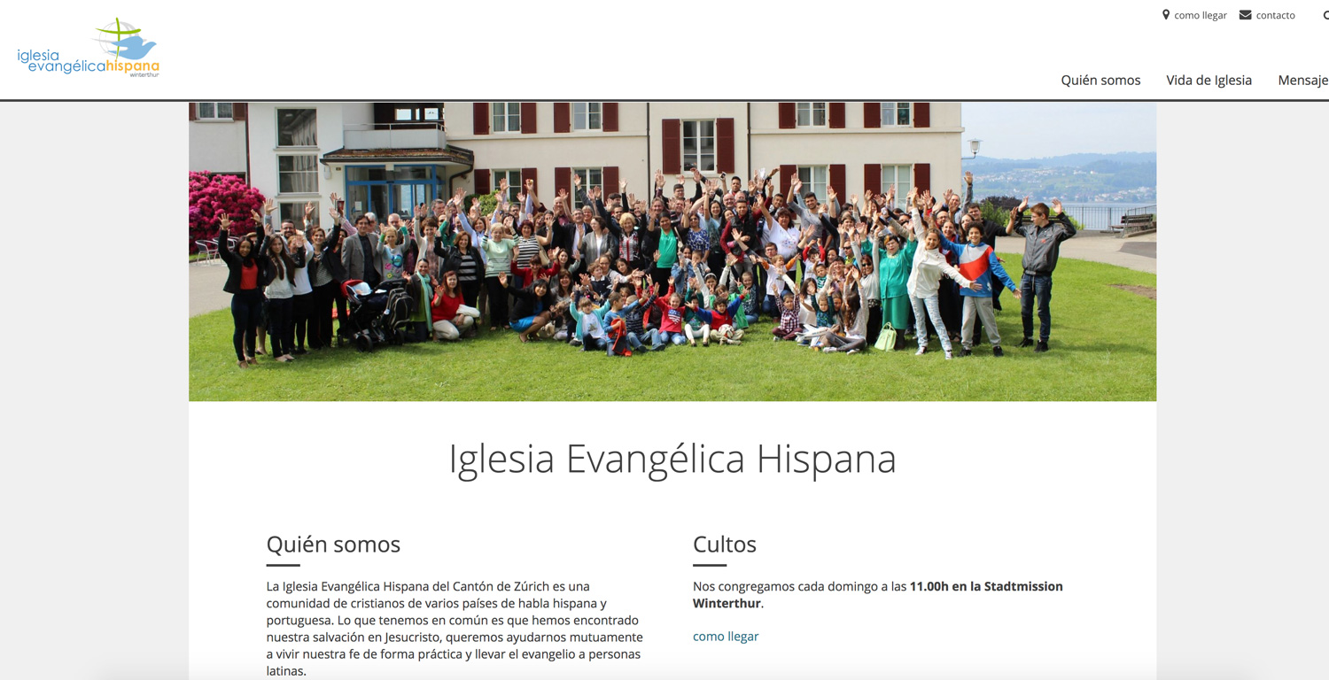 Bild Screendesign für die spanischsprechende Kirchgemeinde Iglesia Evangelica Hispana Winterthur